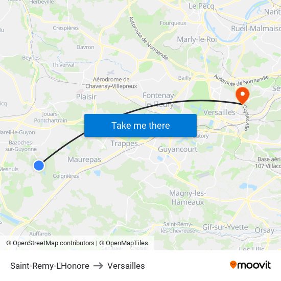 Saint-Remy-L'Honore to Versailles map