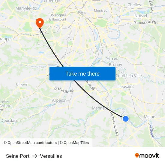 Seine-Port to Versailles map