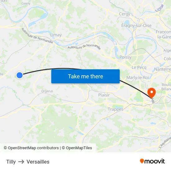 Tilly to Versailles map