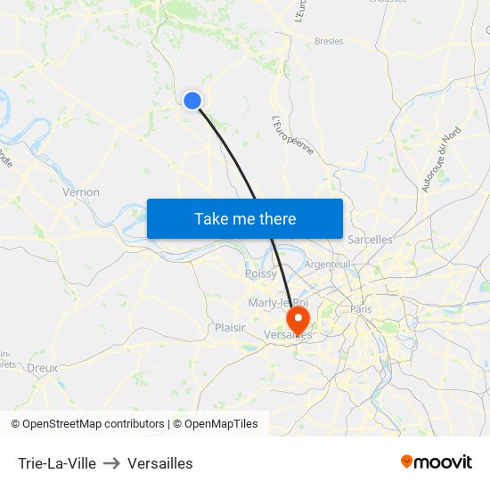 Trie-La-Ville to Versailles map