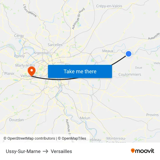Ussy-Sur-Marne to Versailles map