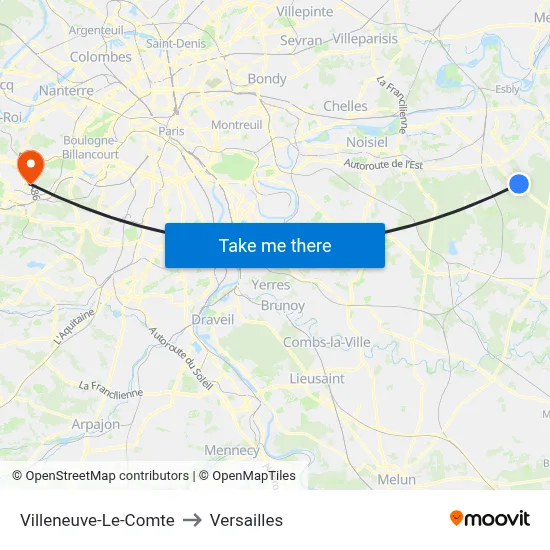 Villeneuve-Le-Comte to Versailles map
