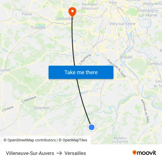 Villeneuve-Sur-Auvers to Versailles map