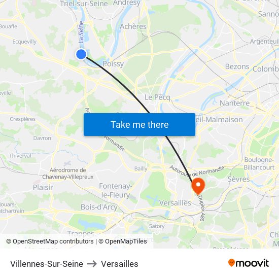 Villennes-Sur-Seine to Versailles map