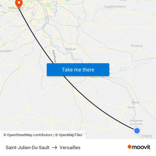 Saint-Julien-Du-Sault to Versailles map