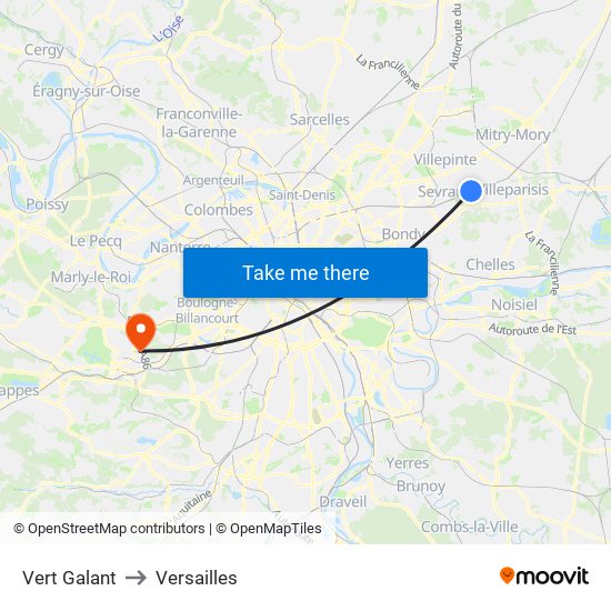 Vert Galant to Versailles map