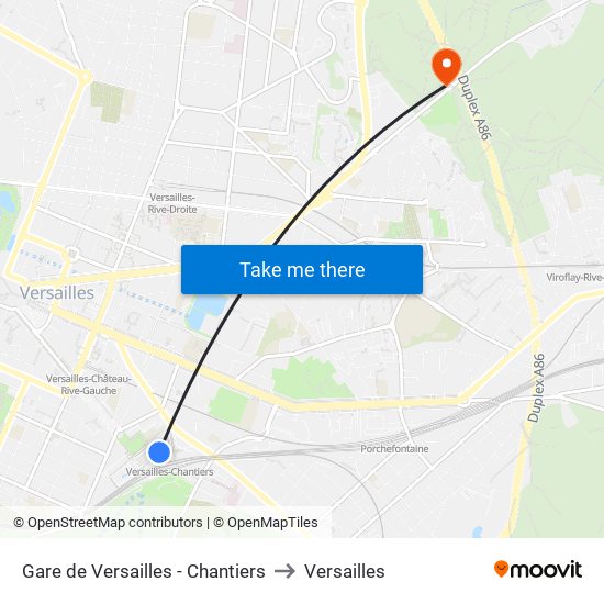 Gare de Versailles - Chantiers to Versailles map