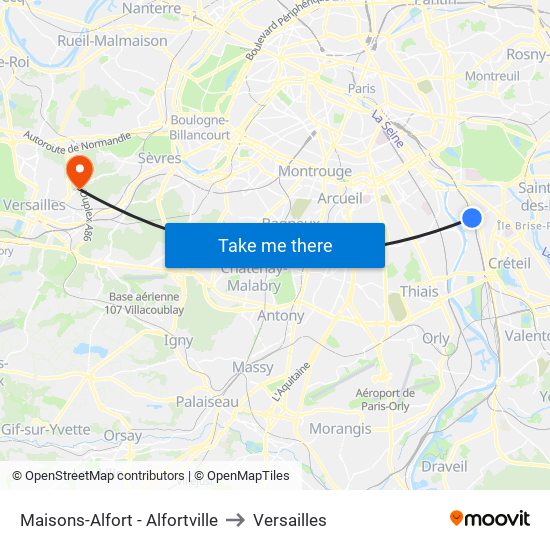 Maisons-Alfort - Alfortville to Versailles map