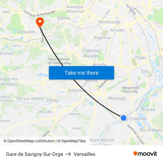 Gare de Savigny-Sur-Orge to Versailles map