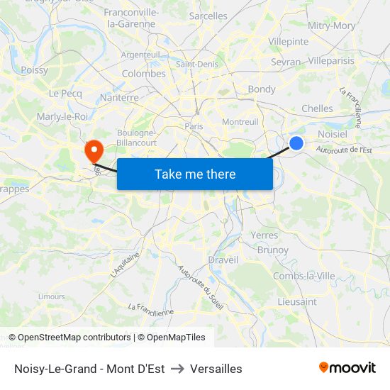 Noisy-Le-Grand - Mont D'Est to Versailles map