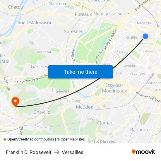 Franklin D. Roosevelt to Versailles map