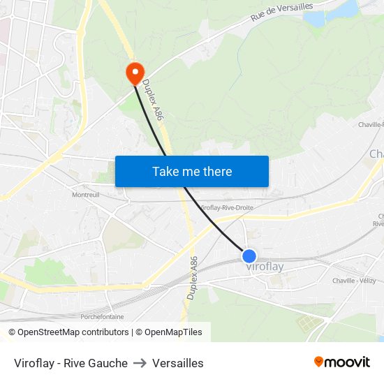 Viroflay - Rive Gauche to Versailles map