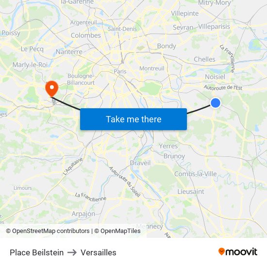 Place Beilstein to Versailles map