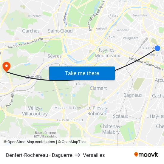 Denfert-Rochereau - Daguerre to Versailles map