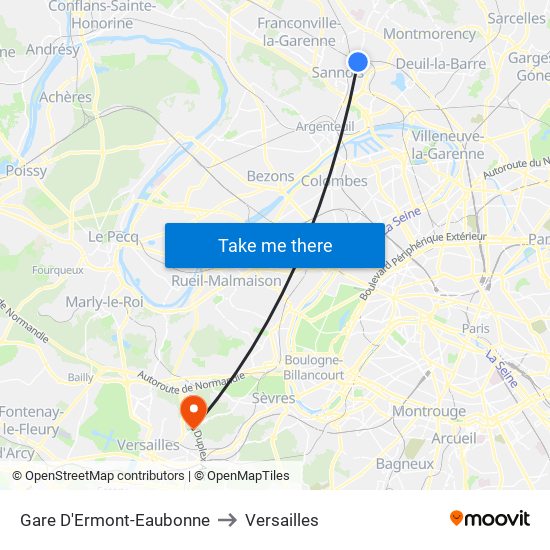 Gare D'Ermont-Eaubonne to Versailles map