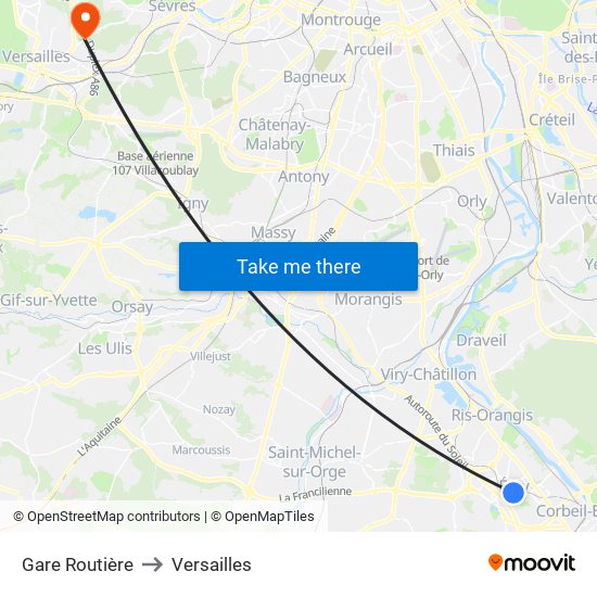 Gare Routière to Versailles map