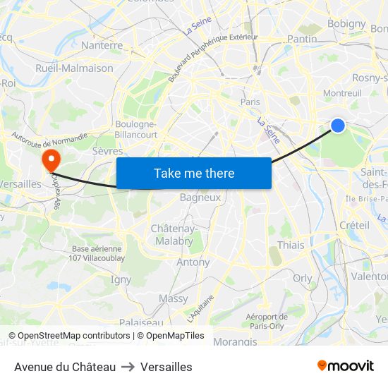 Avenue du Château to Versailles map