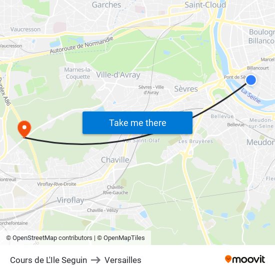 Cours de L'Ile Seguin to Versailles map