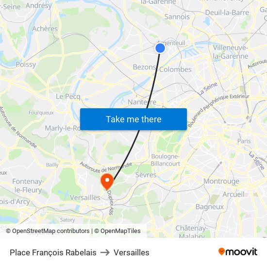 Place François Rabelais to Versailles map