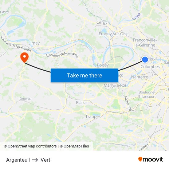 Argenteuil to Vert map