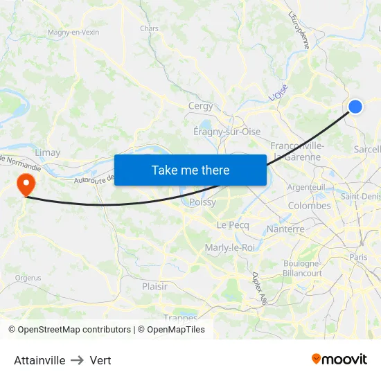 Attainville to Vert map