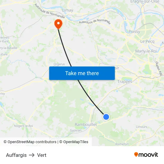 Auffargis to Vert map