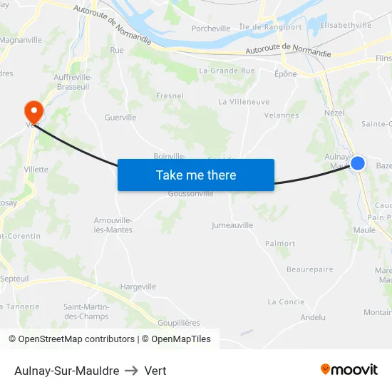 Aulnay-Sur-Mauldre to Vert map