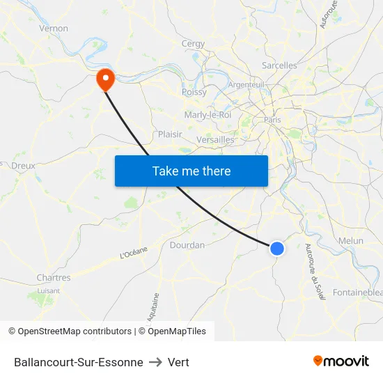 Ballancourt-Sur-Essonne to Vert map
