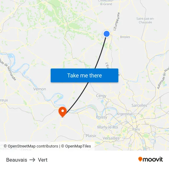 Beauvais to Vert map