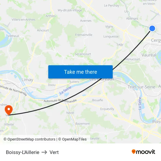 Boissy-L'Aillerie to Vert map