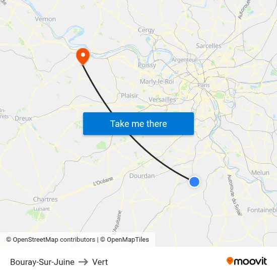 Bouray-Sur-Juine to Vert map