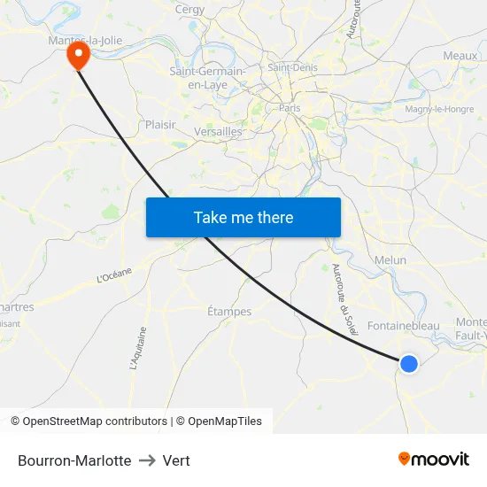 Bourron-Marlotte to Vert map