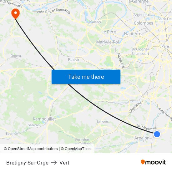 Bretigny-Sur-Orge to Vert map