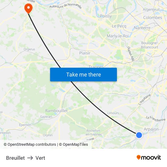 Breuillet to Vert map