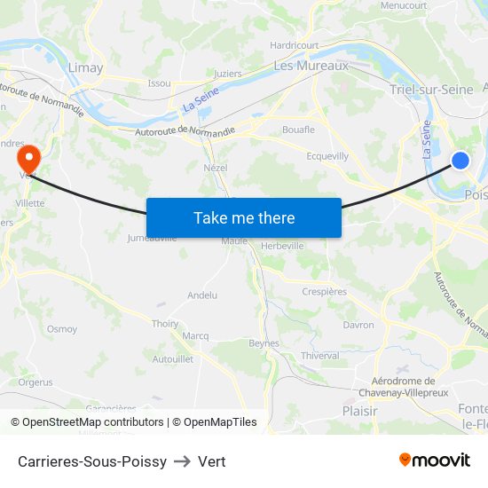 Carrieres-Sous-Poissy to Vert map