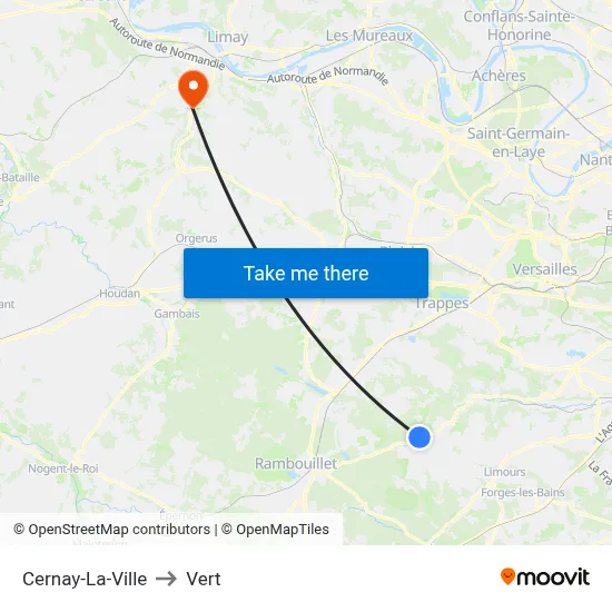 Cernay-La-Ville to Vert map