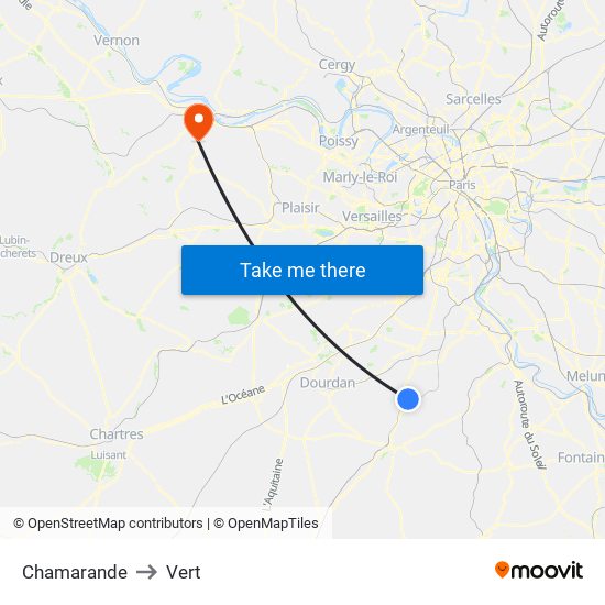 Chamarande to Vert map