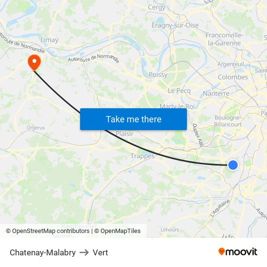 Chatenay-Malabry to Vert map