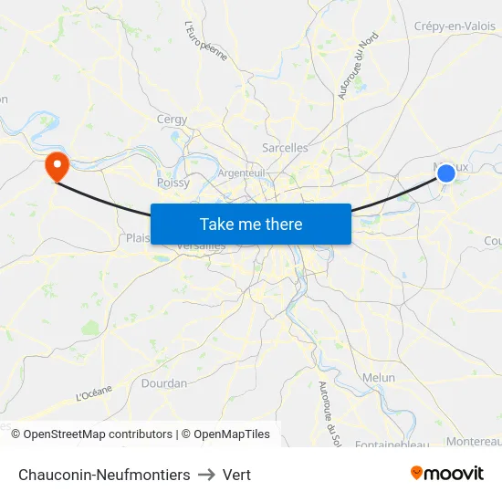 Chauconin-Neufmontiers to Vert map