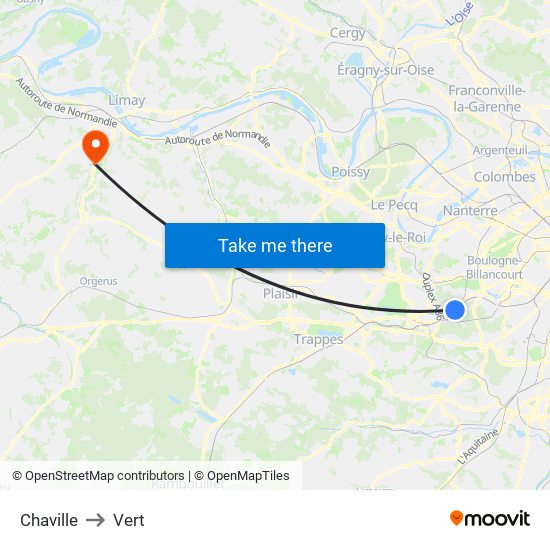 Chaville to Vert map