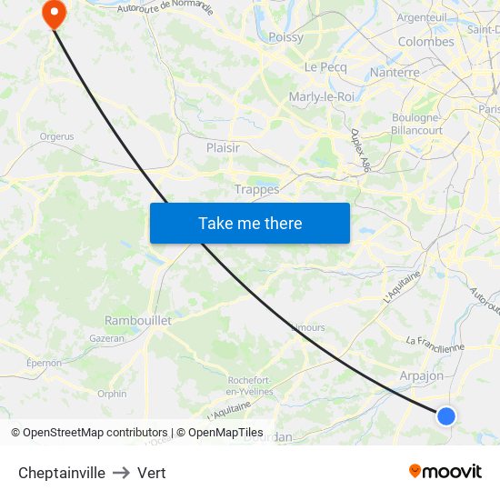 Cheptainville to Vert map