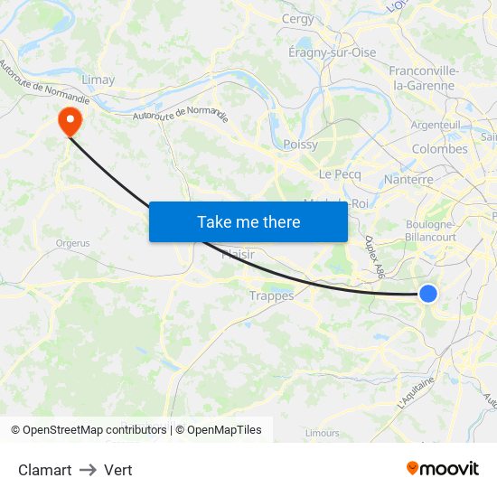 Clamart to Vert map