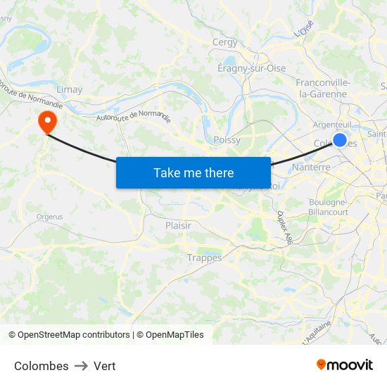 Colombes to Vert map