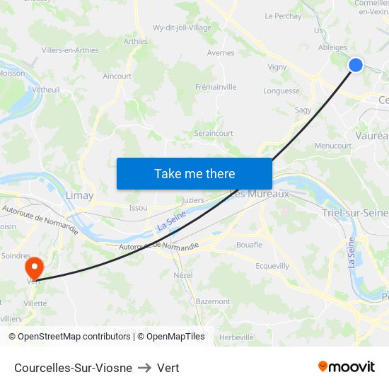 Courcelles-Sur-Viosne to Vert map