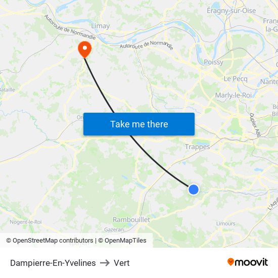 Dampierre-En-Yvelines to Vert map