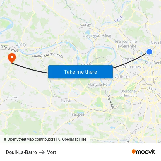 Deuil-La-Barre to Vert map