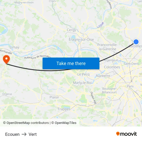 Ecouen to Vert map