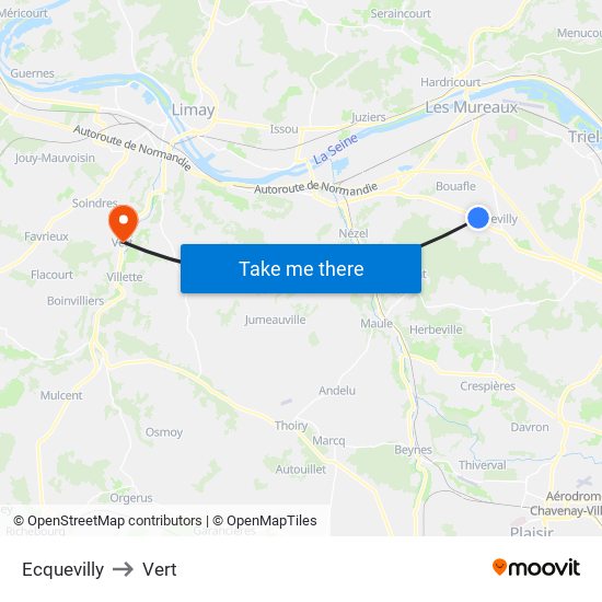 Ecquevilly to Vert map