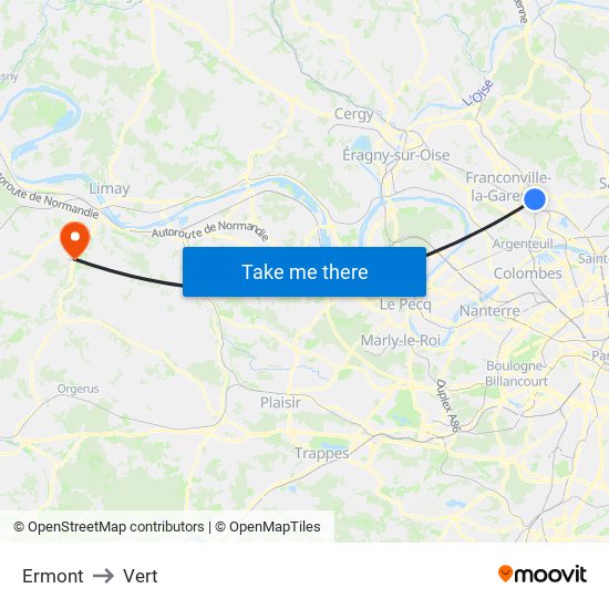 Ermont to Vert map