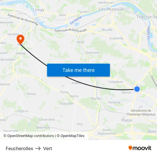 Feucherolles to Vert map